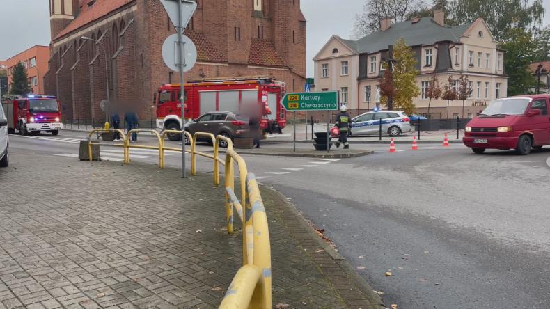 Potrącenie rowerzysty na rondzie w Wejherowie